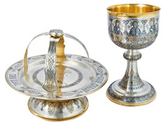 Серебряный Евхаристический набор с позолотой и черневым декором